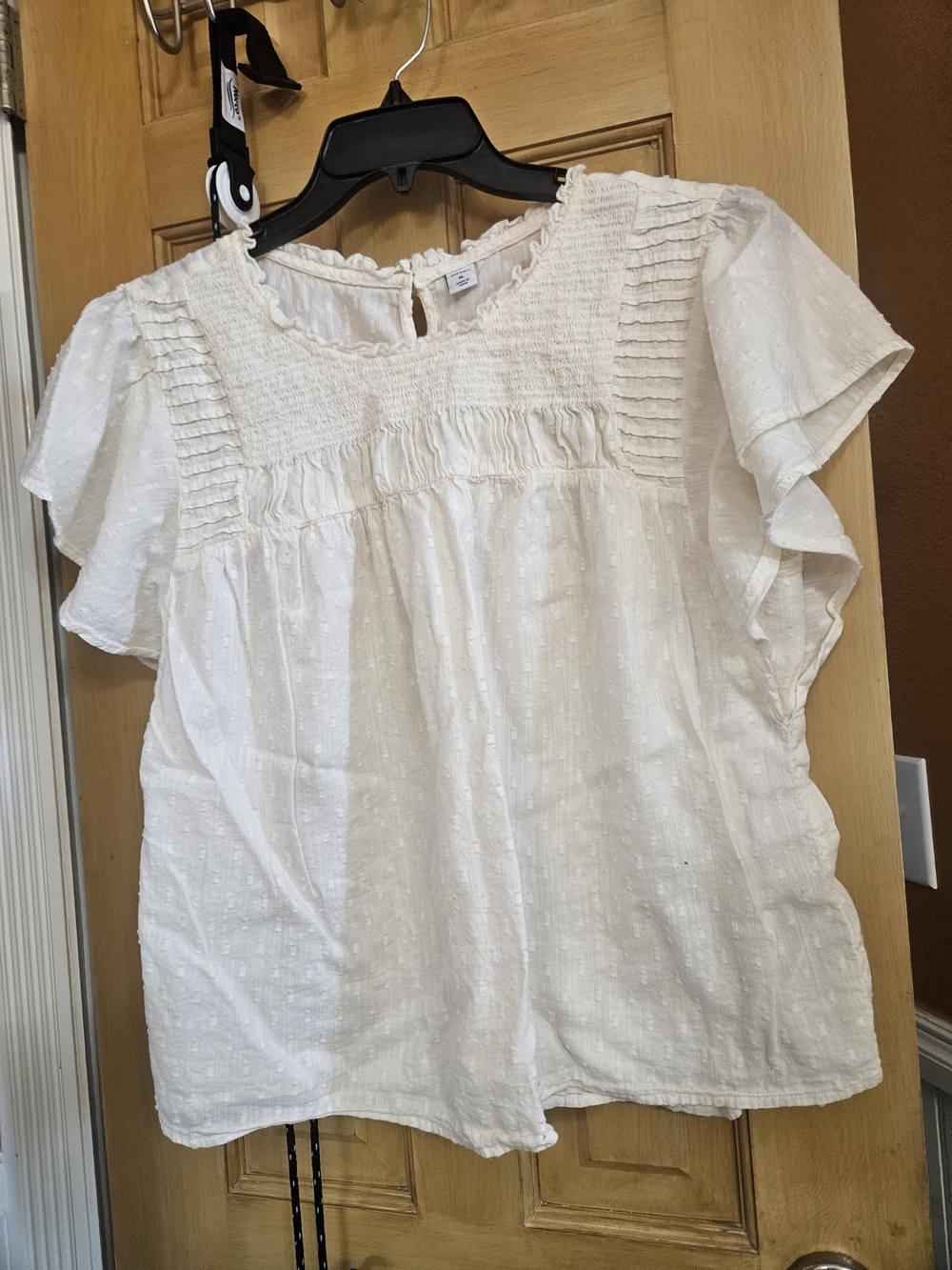 Old Navy Women’s Cream Smocked Yoke Blouse